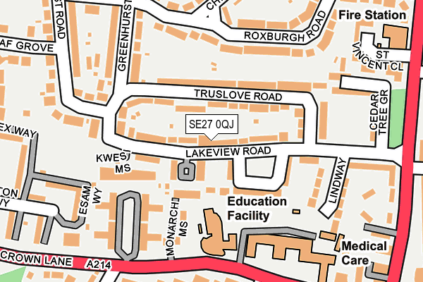 SE27 0QJ map - OS OpenMap – Local (Ordnance Survey)