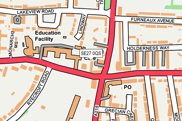 SE27 0QS map - OS OpenMap – Local (Ordnance Survey)