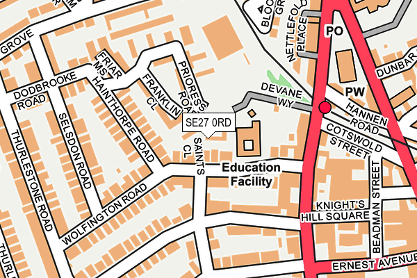 SE27 0RD map - OS OpenMap – Local (Ordnance Survey)