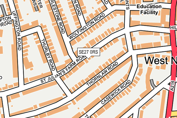 SE27 0RS map - OS OpenMap – Local (Ordnance Survey)
