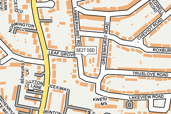 SE27 0SD map - OS OpenMap – Local (Ordnance Survey)