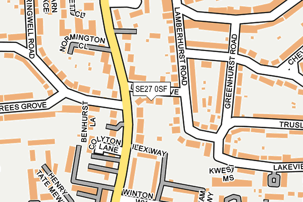 SE27 0SF map - OS OpenMap – Local (Ordnance Survey)