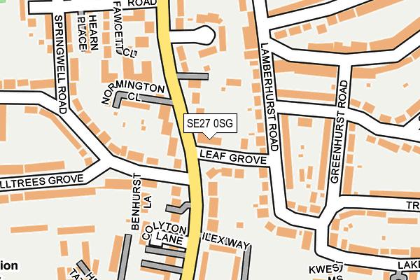SE27 0SG map - OS OpenMap – Local (Ordnance Survey)