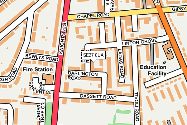 SE27 0UA map - OS OpenMap – Local (Ordnance Survey)