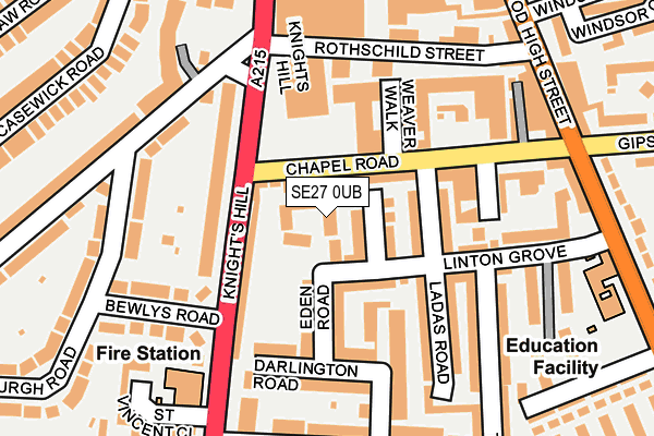 SE27 0UB map - OS OpenMap – Local (Ordnance Survey)