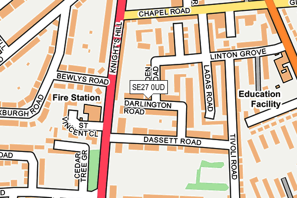 SE27 0UD map - OS OpenMap – Local (Ordnance Survey)