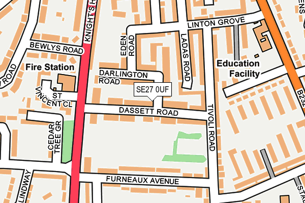SE27 0UF map - OS OpenMap – Local (Ordnance Survey)