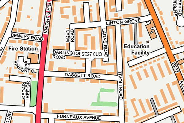 SE27 0UQ map - OS OpenMap – Local (Ordnance Survey)