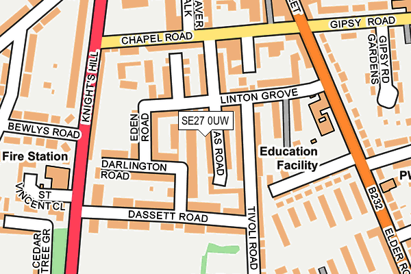 SE27 0UW map - OS OpenMap – Local (Ordnance Survey)