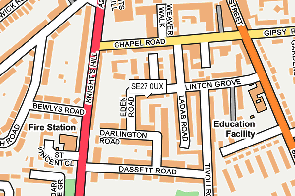 SE27 0UX map - OS OpenMap – Local (Ordnance Survey)