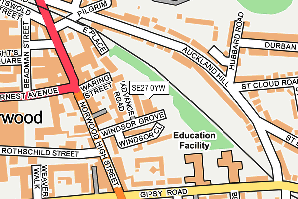 SE27 0YW map - OS OpenMap – Local (Ordnance Survey)