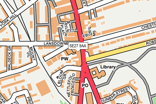 SE27 9AA map - OS OpenMap – Local (Ordnance Survey)