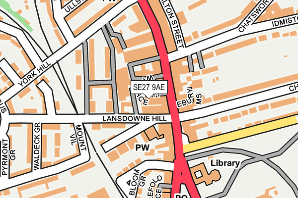 SE27 9AE map - OS OpenMap – Local (Ordnance Survey)
