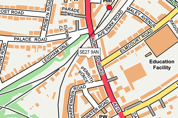 SE27 9AN map - OS OpenMap – Local (Ordnance Survey)