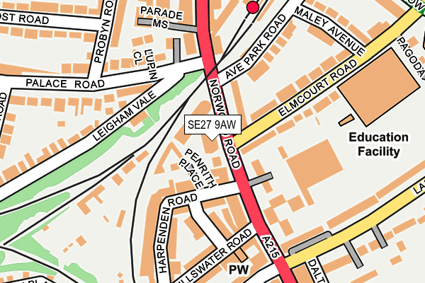 SE27 9AW map - OS OpenMap – Local (Ordnance Survey)