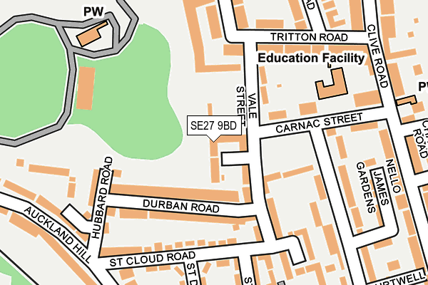 SE27 9BD map - OS OpenMap – Local (Ordnance Survey)
