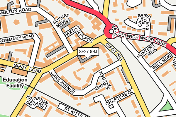 SE27 9BJ map - OS OpenMap – Local (Ordnance Survey)