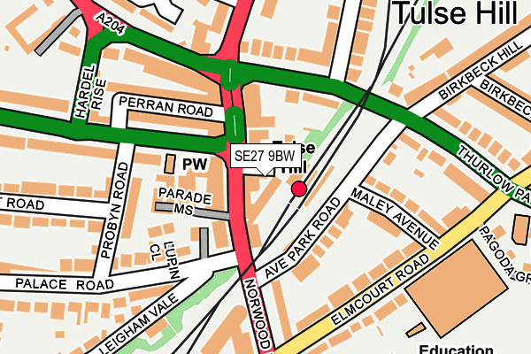 SE27 9BW map - OS OpenMap – Local (Ordnance Survey)