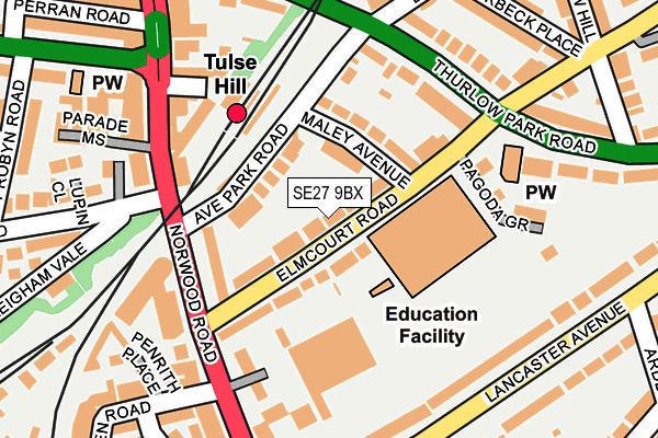 SE27 9BX map - OS OpenMap – Local (Ordnance Survey)