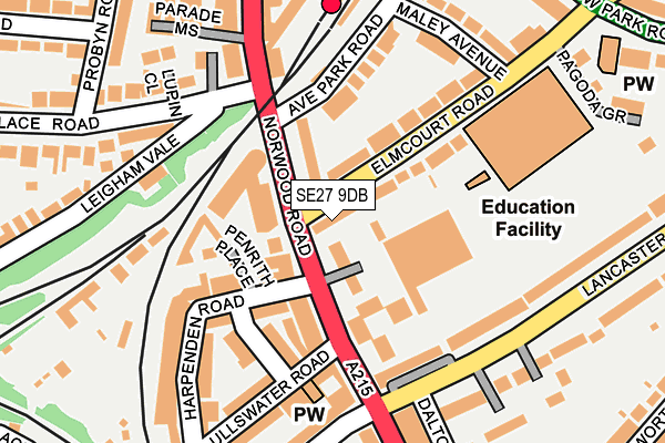 SE27 9DB map - OS OpenMap – Local (Ordnance Survey)