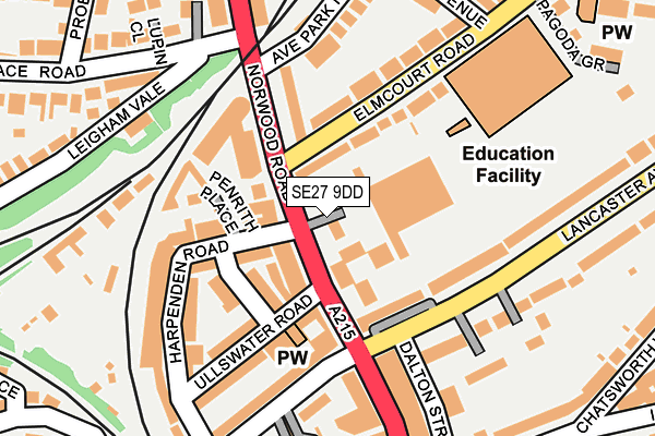 SE27 9DD map - OS OpenMap – Local (Ordnance Survey)