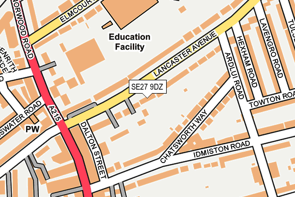 SE27 9DZ map - OS OpenMap – Local (Ordnance Survey)