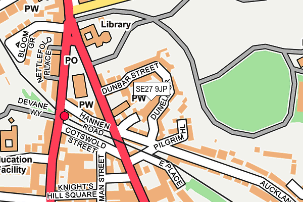 SE27 9JP map - OS OpenMap – Local (Ordnance Survey)