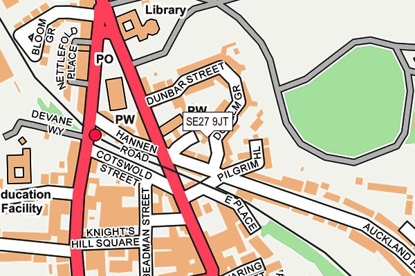 SE27 9JT map - OS OpenMap – Local (Ordnance Survey)