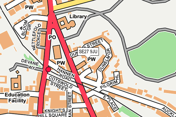 SE27 9JU map - OS OpenMap – Local (Ordnance Survey)