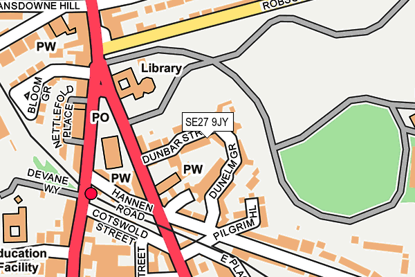 SE27 9JY map - OS OpenMap – Local (Ordnance Survey)