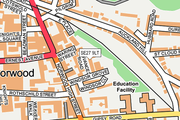 SE27 9LT map - OS OpenMap – Local (Ordnance Survey)