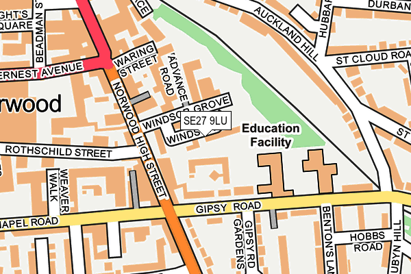SE27 9LU map - OS OpenMap – Local (Ordnance Survey)