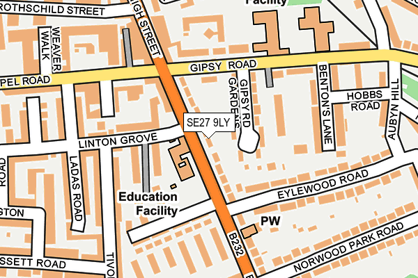 SE27 9LY map - OS OpenMap – Local (Ordnance Survey)