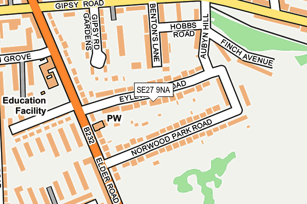 SE27 9NA map - OS OpenMap – Local (Ordnance Survey)