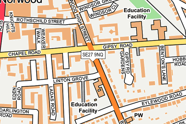 SE27 9NQ map - OS OpenMap – Local (Ordnance Survey)