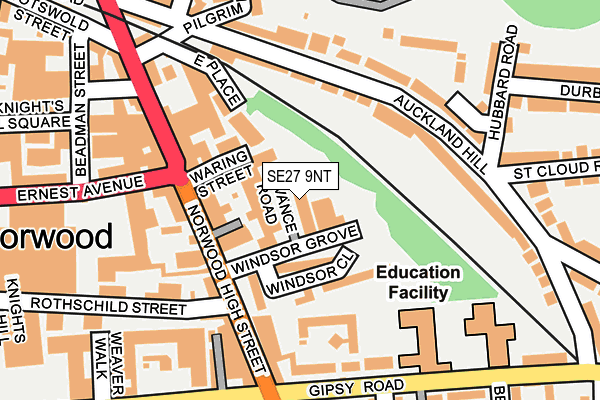 SE27 9NT map - OS OpenMap – Local (Ordnance Survey)