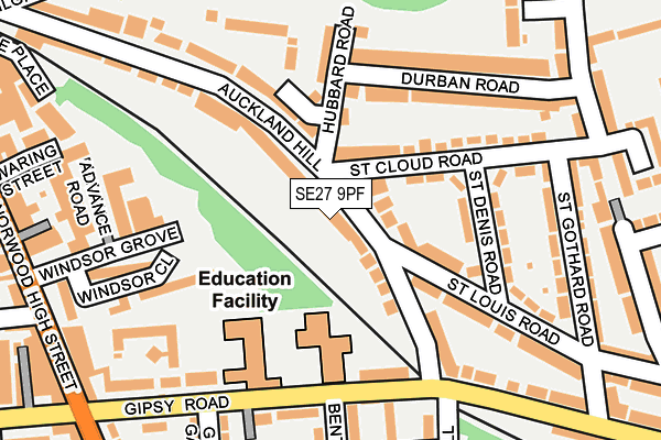SE27 9PF map - OS OpenMap – Local (Ordnance Survey)