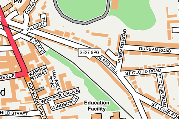 SE27 9PG map - OS OpenMap – Local (Ordnance Survey)