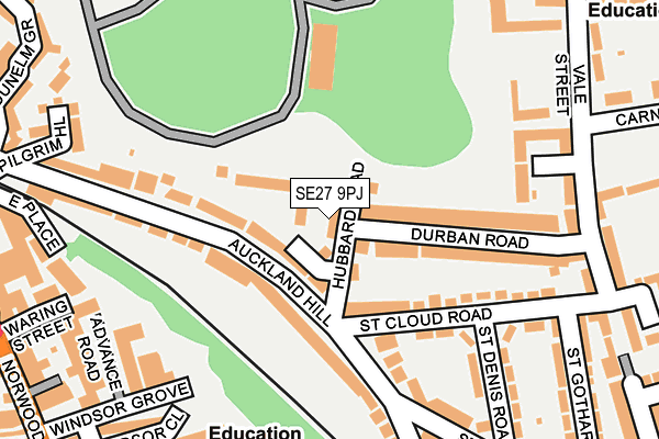 SE27 9PJ map - OS OpenMap – Local (Ordnance Survey)
