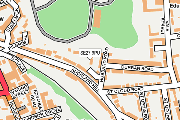SE27 9PU map - OS OpenMap – Local (Ordnance Survey)