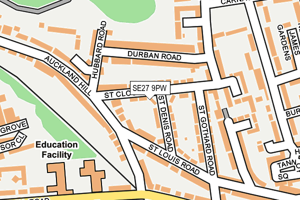 SE27 9PW map - OS OpenMap – Local (Ordnance Survey)