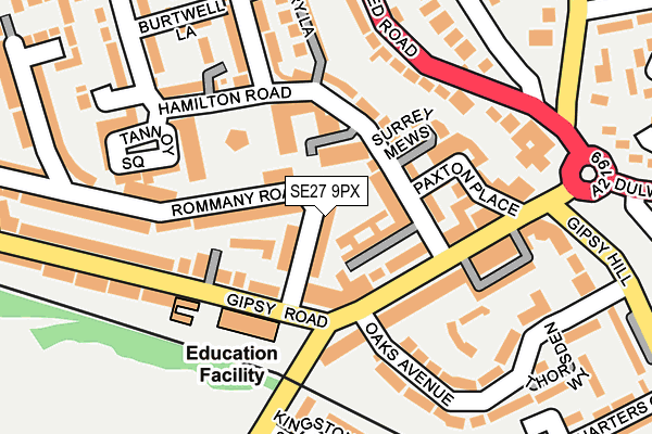 SE27 9PX map - OS OpenMap – Local (Ordnance Survey)