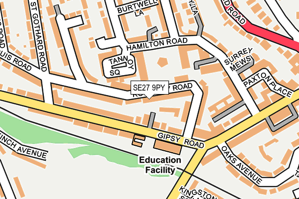 SE27 9PY map - OS OpenMap – Local (Ordnance Survey)