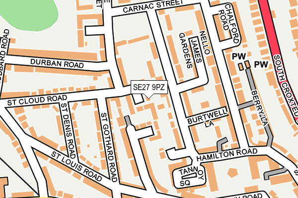 SE27 9PZ map - OS OpenMap – Local (Ordnance Survey)