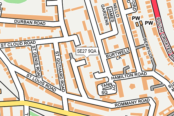 SE27 9QA map - OS OpenMap – Local (Ordnance Survey)