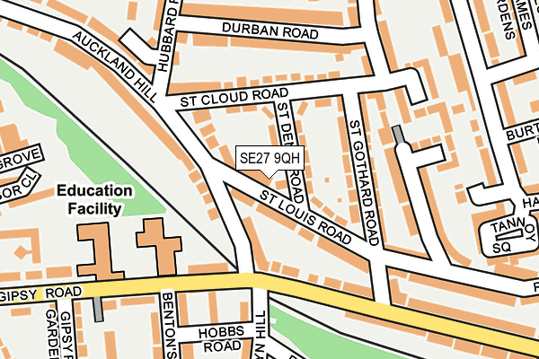 SE27 9QH map - OS OpenMap – Local (Ordnance Survey)