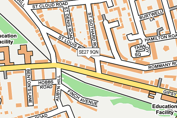 SE27 9QN map - OS OpenMap – Local (Ordnance Survey)