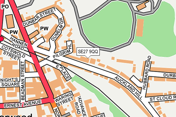 SE27 9QQ map - OS OpenMap – Local (Ordnance Survey)