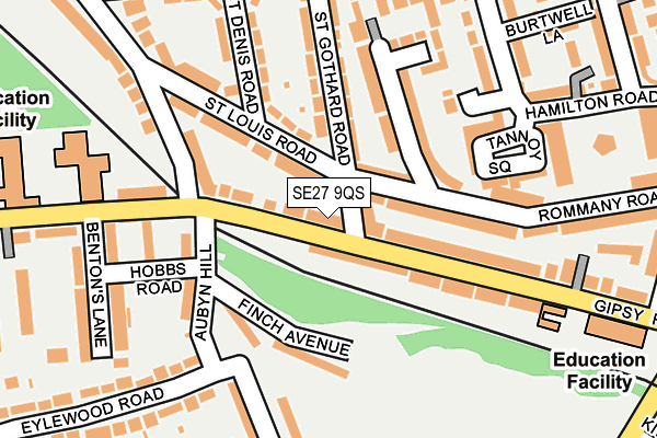 SE27 9QS map - OS OpenMap – Local (Ordnance Survey)