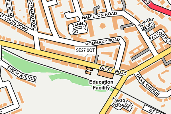SE27 9QT map - OS OpenMap – Local (Ordnance Survey)
